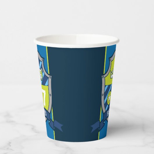 男の子の騎士のバースデパーソナライズされたィーブルーキッドパーティー 紙コップ (左)