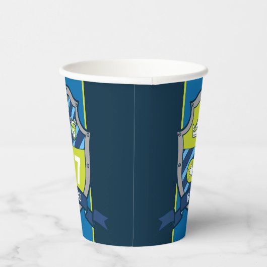 男の子の騎士のバースデパーソナライズされたィーブルーキッドパーティー 紙コップ (右)