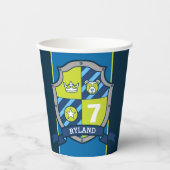 男の子の騎士のバースデパーソナライズされたィーブルーキッドパーティー 紙コップ (正面)