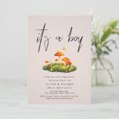 男の子の魔法のキノコの森の赤ちゃんシャワー 招待状 (スタンド正面)