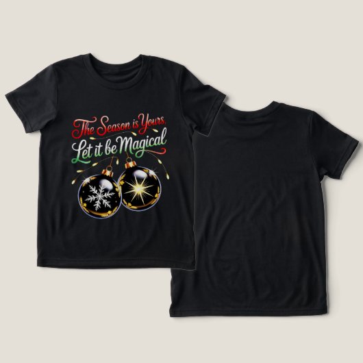 男の子の魔法のクリスマスオーナメント楽しいお祭りスノー トライブレンドＴシャツ (デザイン正面&裏面)
