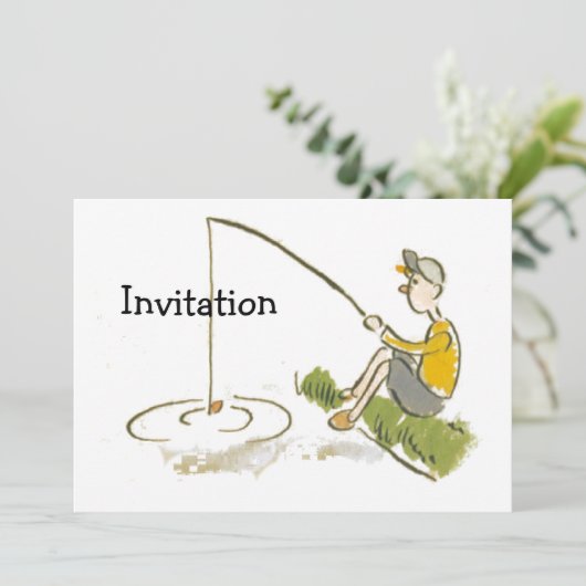 男の子の魚釣り 招待状 (スタンド正面)