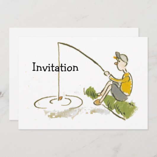 男の子の魚釣り 招待状 (正面/裏面)