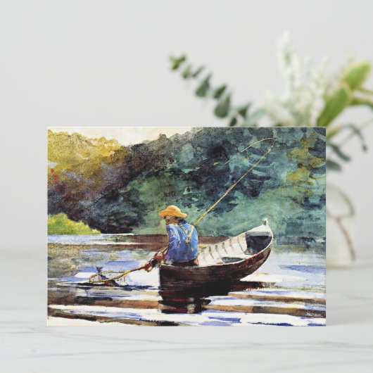 男の子の魚釣り、Winslow Homerによるアートワーク カード (スタンド正面)