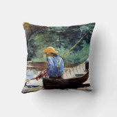 男の子の魚釣り、Winslow Homerによるアートワーク クッション (裏面)