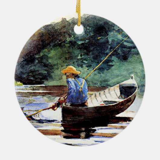 男の子の魚釣り、Winslow Homerによるアートワーク セラミックオーナメント (裏面)