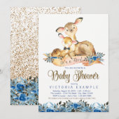 男の子の鹿のベビーシャワー招待状 招待状 (正面/裏面)