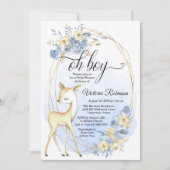 男の子の鹿オ男の子ベビーージュベビーージュベビーシャワー 招待状 (正面)