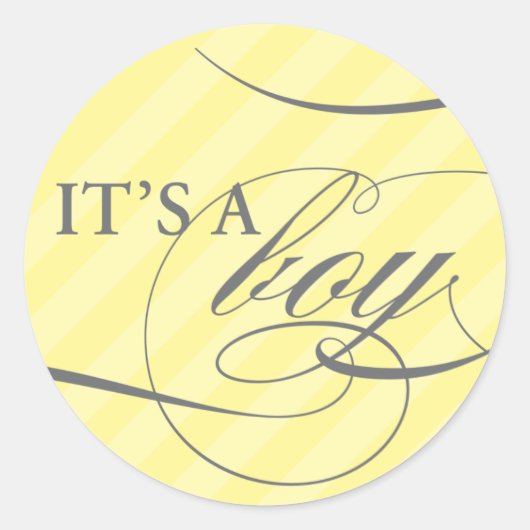 男の子の黄色のステッカーストライプのだ ラウンドシール (正面)