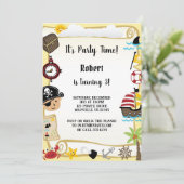 男の子の黄色海賊誕生日 招待状 (スタンド正面)