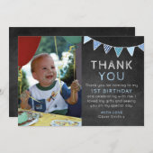 男の子の黒板の旗布の誕生日のサンキューカード サンキューカード (正面/裏面)