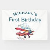 男の子の1歳の誕生日 カスタム 名前 飛行機 航空士 横断幕 (横)