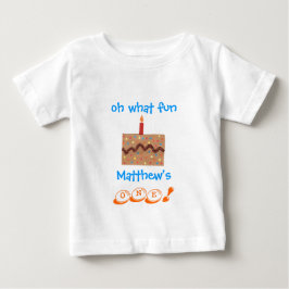 男の子の1歳の誕生日服 - 名前を入れてオリジナルに ベビーTシャツ