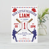 男の子の1歳の誕生日、スポーツの誕生日、野球 招待状 (スタンド正面)