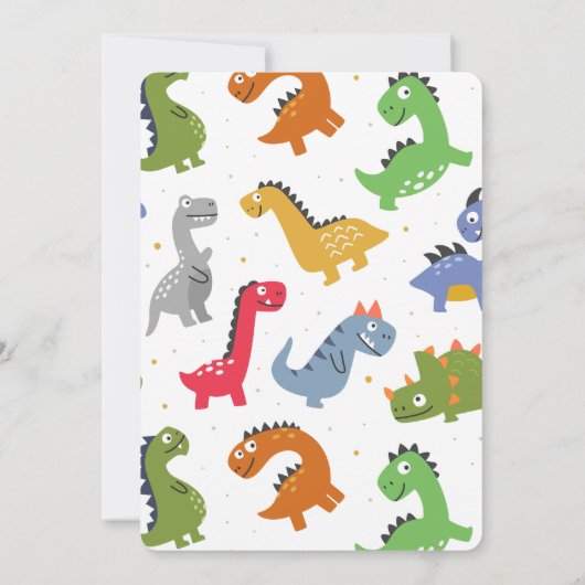 男の子の1歳誕生日写真恐竜かわいいカラフル 招待状 (裏面)