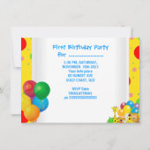 男の子の1歳誕生日　最初の列車　動物園の動物の写真 招待状 (裏面)