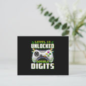 男の子の10歳誕生日 ダブルディジット ゲーマー ポストカード (スタンド正面)