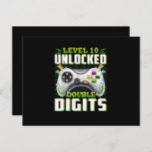 男の子の10歳誕生日 ダブルディジット ゲーマー ポストカード (正面/裏面)