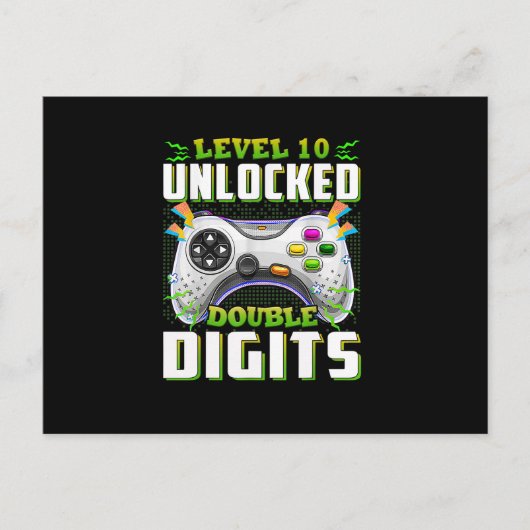 男の子の10歳誕生日 ダブルディジット ゲーマー ポストカード (正面)