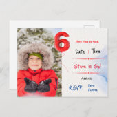 男の子の6回目の誕生日パーティーへの招待 インビテーションポストカード (正面/裏面)