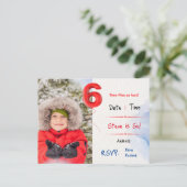 男の子の6回目の誕生日パーティーへの招待 インビテーションポストカード (スタンド正面)