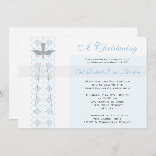 男の子の《キリスト教》洗礼式や命名式の招待状 招待状 (正面/裏面)