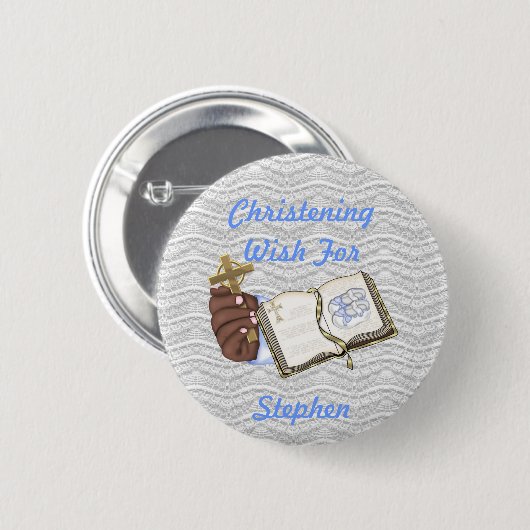 男の子の《キリスト教》洗礼式や命名式の本 缶バッジ (正面&裏面)
