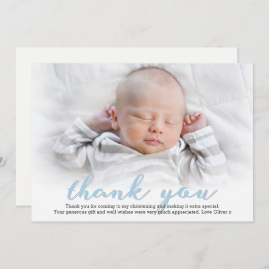 男の子の《キリスト教》洗礼式や命名式または洗礼のサンキューカード サンキューカード (正面/裏面)