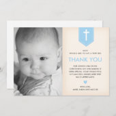 男の子の《キリスト教》洗礼式や命名式または洗礼のサンキューカード サンキューカード (正面/裏面)