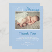 男の子の《キリスト教》洗礼式や命名式または洗礼のサンキューカード 招待状 (正面/裏面)