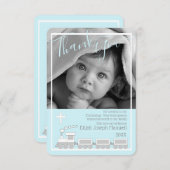 男の子のChoo Chooの《キリスト教》洗礼式や命名式の洗礼の写真は感謝していしています サンキューカード (正面/裏面)