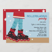 男の子のRollerbladingのバースデーパーティ招待状 招待状 (正面/裏面)