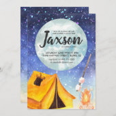 男の子のSleepoverのパーティの招待状 招待状 (正面/裏面)