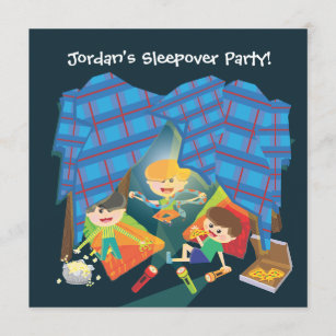男の子のSleepoverの眠りのパーティの招待状 招待状
