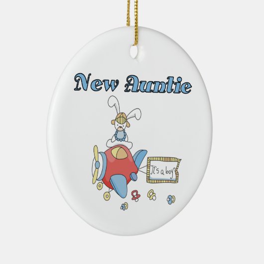 男の子のTシャツおよびギフトの飛行機の新しい叔母さん セラミックオーナメント (右)