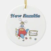 男の子のTシャツおよびギフトの飛行機の新しい叔母さん セラミックオーナメント (正面)