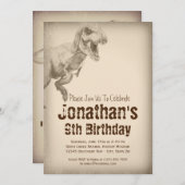 男の子のTRexの恐竜のバースデーパーティ招待状 招待状 (正面/裏面)