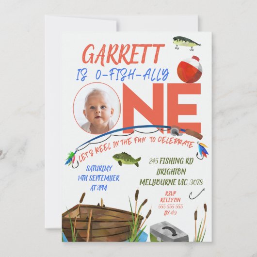 男の子はおもしろいでリール通常1歳の誕生日 招待状 (正面)