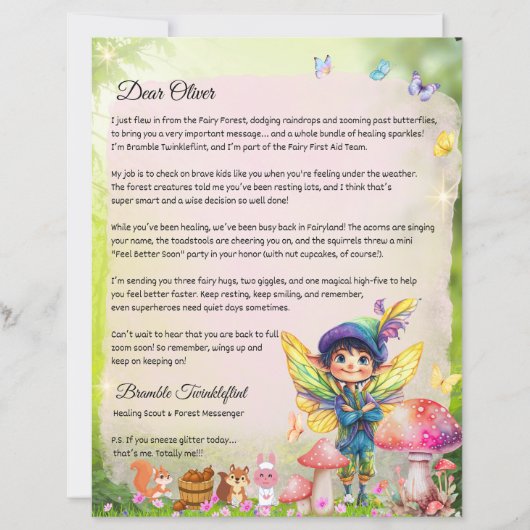 男の子はすぐに元気になる妖精の手紙パーソナライズされた- (正面)