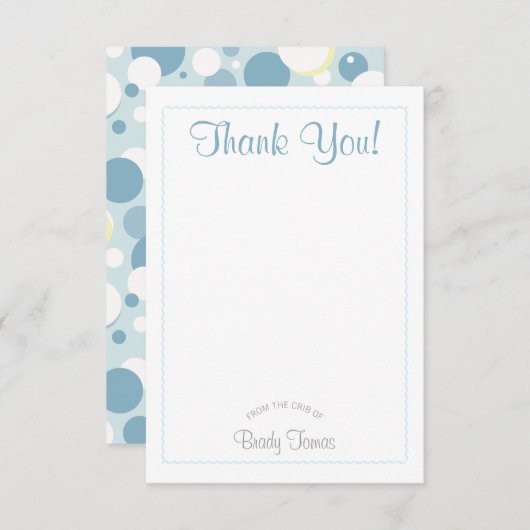 男の子はサンキューカードベビーシャワーの泡立ちます サンキューカード (正面/裏面)