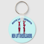 男の子は体重を上げる男性はチアリーダーを上げる キーホルダー (正面)