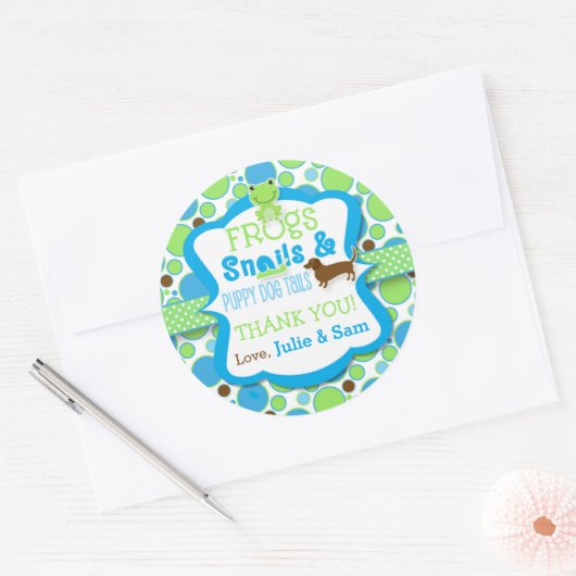 男の子は作られている – 赤ちゃんシャワーありがとうシール ラウンドシール (封筒)