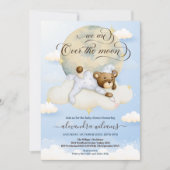 男の子は月の赤ん坊のシャワーの上に雲を持つ 招待状 (正面)