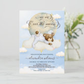 男の子は月の赤ん坊のシャワーの上に雲を持つ 招待状 (スタンド正面)