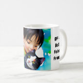 男の子は猫を抱き寄せ実在BFF コーヒーマグカップ (正面右)
