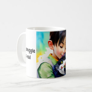 男の子は猫を抱き寄せ実在BFF コーヒーマグカップ