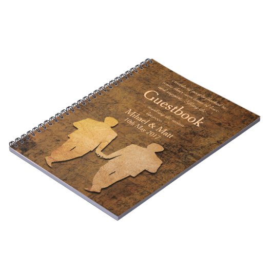 男の子は男の子の陽気な結婚式のラブストーリーのゲストブックに会います ノートブック (左側)