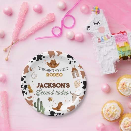 男の子は私の最初のロデオ・カウボーイの2番目の誕生日 ペーパープレート (パーティー)