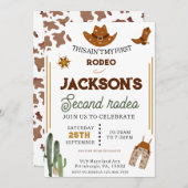 男の子は私の最初のロデオ・カウボーイの2番目の誕生日 招待状 (正面/裏面)