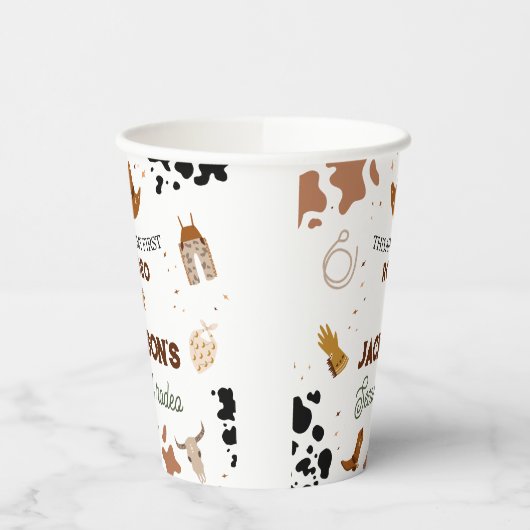 男の子は私の最初のロデオ・カウボーイの2番目の誕生日 紙コップ (左)